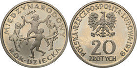 Collection - Nickel Probe Coins
POLSKA / POLAND / POLEN / PATTERN

PRL. PROBE Nickel 20 zlotych 1979 Rok Dziecka 
Piękny egzemplarz.Fischer P 150...