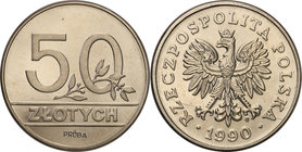 Collection - Nickel Probe Coins
POLSKA / POLAND / POLEN / PATTERN

III RP. PROBE Nickel 50 zlotych 1990 Nominał 
Piękny egzemplarz.Fischer P 177
...