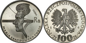 Collection - Nickel Probe Coins
POLSKA / POLAND / POLEN / PATTERN

PRL. PROBE Nickel 100 zlotych 1974 Skłodowska 
Piękny egzemplarz.Fischer P 192...