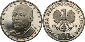 Collection - Nickel Probe Coins
POLSKA / POLAND / POLEN / PATTERN

PRL. PROBE Nickel 100 zlotych 1979 Zamenhof 
Piękny egzemplarz, drobne ryskiFis...