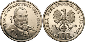 Collection - Nickel Probe Coins
POLSKA / POLAND / POLEN / PATTERN

PRL. PROBE Nickel 100 zlotych 1980 Kochanowski 
Piękny egzemplarz.Fischer P 232...
