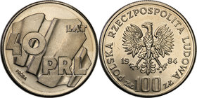 Collection - Nickel Probe Coins
POLSKA / POLAND / POLEN / PATTERN

PRL. PROBE Nickel 100 zlotych 1984 40 lat PRL 
Piękny egzemplarz.Fischer P 247...