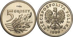 Collection - Nickel Probe Coins
POLSKA / POLAND / POLEN / PATTERN

III RP. PROBE Nickel 5 groszy 1990 
Menniczy egzemplarz.Fischer P 437
Waga/Wei...