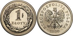 Collection - Nickel Probe Coins
POLSKA / POLAND / POLEN / PATTERN

III RP. PROBE Nickel 1 zloty 1990 
Piękny, menniczy egzemplarz Fischer P 441
W...