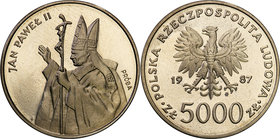 Collection - Nickel Probe Coins
POLSKA / POLAND / POLEN / PATTERN

PRL. PROBE Nickel 5000 zlotych 1987 Pope John Paul II 
Piękny egzemplarz, poszu...