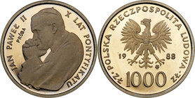 Collection - Nickel Probe Coins
POLSKA / POLAND / POLEN / PATTERN

PRL. PROBE Nickel 1000 zlotych 1988 Pope John Paul II 
Piękny egzemplarz, poszu...