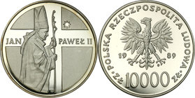 Coins Poland People Republic (PRL)
POLSKA / POLAND / POLEN

PRL. 10.000 zlotych 1989 Pope John Paul II, pastorał 
Piękny, menniczy egzemplarz. Del...