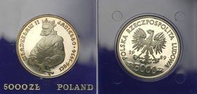 Coins Poland People Republic (PRL)
POLSKA / POLAND / POLEN

PRL. 5.000 zlotych 1989 Władysław Jagiełło, półpostać - RARE 
Moneta w oryginalnym nie...
