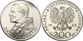 Coins Poland People Republic (PRL)
POLSKA / POLAND / POLEN

PRL. 200 zlotych 1982 Pope John Paul II stempel zwykły - RARE 
Moneta papieska wybita ...