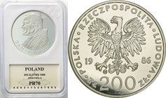 Coins Poland People Republic (PRL)
POLSKA / POLAND / POLEN

PRL. 200 zlotych 1986 Pope John Paul II PROOF, GCN PR70 
Bardzo rzadka moneta wybita s...