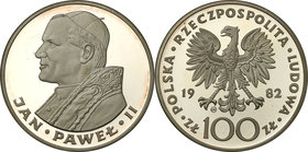 Coins Poland People Republic (PRL)
POLSKA / POLAND / POLEN

PRL. 100 zlotych 1982 Pope John Paul II PROOF 
Moneta papieska wybita stemplem lustrza...