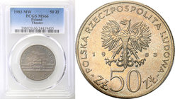 Coins Poland People Republic (PRL)
POLSKA / POLAND / POLEN

PRL. 50 zlotych 1983 Teatr Wielki PCGS MS66 (2 MAX) 
Druga najwyższa nota gradingowa n...