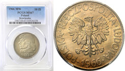 Coins Poland People Republic (PRL)
POLSKA / POLAND / POLEN

PRL. 10 zlotych 1966 Kościuszko PCGS MS66 (MAX) 
Najwyższa nota gradingowa na świecie ...