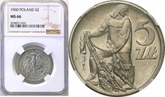 Coins Poland People Republic (PRL)
POLSKA / POLAND / POLEN

PRL. 5 zlotych 1960 Rybak aluminum NGC MS66 
Piękny, menniczy egzemplarz. Rzadsza mone...