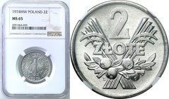 Coins Poland People Republic (PRL)
POLSKA / POLAND / POLEN

PRL. 2 zlote 1974 jagody aluminum NGC MS65 
Idealnie zachowana moneta. Wspaniały połys...