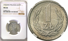 Coins Poland People Republic (PRL)
POLSKA / POLAND / POLEN

PRL. 1 zloty 1966 aluminum NGC MS66 
Idealnie zachowana moneta. Fischer OB 038
Waga/W...