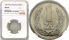 Coins Poland People Republic (PRL)
POLSKA / POLAND / POLEN

PRL. 1 zloty 1967 aluminum NGC MS66 
Druga najwyższa nota gradingowa na świecie. Tylko...