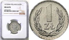 Coins Poland People Republic (PRL)
POLSKA / POLAND / POLEN

PRL. 1 zloty 1973 aluminum NGC MS64 PL 
Idealnie zachowana moneta o prezencji lustrzan...
