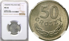 Coins Poland People Republic (PRL)
POLSKA / POLAND / POLEN

PRL. 50 groszy 1965 aluminum NGC MS66 (2 MAX) 
Druga najwyższa nota gradingowa na świe...