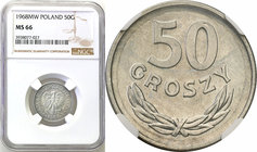 Coins Poland People Republic (PRL)
POLSKA / POLAND / POLEN

PRL. 50 groszy 1968 aluminum NGC MS66 (2 MAX) 
Druga najwyższa nota gradingowa na świe...