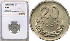 Coins Poland People Republic (PRL)
POLSKA / POLAND / POLEN

PRL. 20 groszy 1961 aluminum (bez znaku) NGC MS66 (MAX) 
Najwyższa nota gradingowa na ...