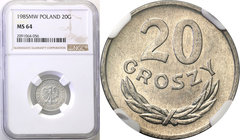 Coins Poland People Republic (PRL)
POLSKA / POLAND / POLEN

PRL. 20 groszy 1985 aluminum NGC MS64 
Idealnie zachowana moneta. Fischer OB 033
Waga...