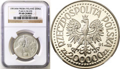 Polish collector coins after 1990
POLSKA / POLAND / POLEN

III RP. PROBE SILVER 200.000 zlotych 1991 Pope John Paul II NGC PF68 ULTRA CAMEO 
Wysok...