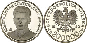 Polish collector coins after 1990
POLSKA / POLAND / POLEN

PRL. 200.000 zlotych 1990 Grot Rowecki 
Menniczy egzemplarz.Fischer K 083
Waga/Weight:...