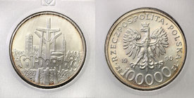 Polish collector coins after 1990
POLSKA / POLAND / POLEN

III RP. 100.000 zlotych 1990 Solidarity typ C 
Piękny, menniczy egzemplarz. Delikatna p...