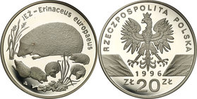 Polish collector coins after 1990
POLSKA / POLAND / POLEN

III RP. 20 zlotych 1996 Jeż 
Piękny, menniczy egzemplarz. Rzadsza moneta.Fischer K (20)...
