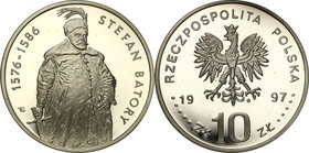 Polish collector coins after 1990
POLSKA / POLAND / POLEN

III RP. 10 zlotych 1997 Stefan Batory, półpostać 
Menniczy egzemplarz. Rzadka moneta ko...