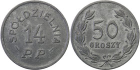 COLLECTION coins Cooperative Military ex. Wojciech Jakubowski
Włocławek - 50 groszy Cooperative 14 Regiment infantry 
Delikatna patyna, dużo połysku...