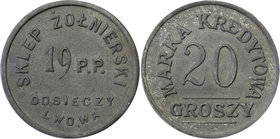 COLLECTION coins Cooperative Military ex. Wojciech Jakubowski
Lviv - 20 groszy Sklepu Żołnierskiego 19 Regiment infantry 
Wyśmienicie zachowane i rz...