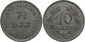 COLLECTION coins Cooperative Military ex. Wojciech Jakubowski
Warszawa - 10 groszy Cooperative 21 Regiment infantry - Cytadela 
Bardzo rzadka moneta...