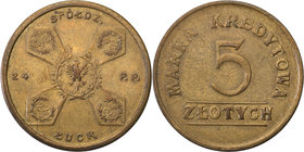 COLLECTION coins Cooperative Military ex. Wojciech Jakubowski
Łuck - 5 zlotych Cooperative 24 Regiment infantry 
Bardzo ładny egzemplarz. Rzadsza mo...