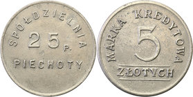 COLLECTION coins Cooperative Military ex. Wojciech Jakubowski
Piotrków Trybunalski - 5 zlotych Cooperative 25 Regiment infantry - RARE 
Piękny stan ...