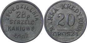 COLLECTION coins Cooperative Military ex. Wojciech Jakubowski
Łódź - 20 groszy Cooperative 28 Regiment infantry Strzelców Kaniowskich 
Piękny stan z...