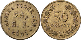 COLLECTION coins Cooperative Military ex. Wojciech Jakubowski
Łódź - 50 groszy Casino Podoficerskie 28 Regiment Strzelców Kaniowskich - RARE 
Bardzo...