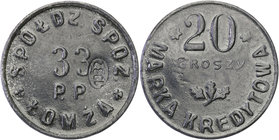 COLLECTION coins Cooperative Military ex. Wojciech Jakubowski
Łomża - 20 groszy Cooperative Grocers 33 Regiment infantry 
Kontra na awersie. Moneta ...