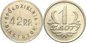 COLLECTION coins Cooperative Military ex. Wojciech Jakubowski
Białystok - 1 zloty Cooperative 42 Regiment infantry 
Bardzo moneta wojskowa, zwłaszcz...