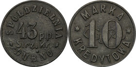 COLLECTION coins Cooperative Military ex. Wojciech Jakubowski
Dubno - 10 groszy Cooperativea 43 Regiment infantry Strzelców Kresowych - RARE 
Bardzo...