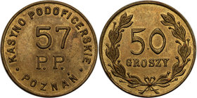 COLLECTION coins Cooperative Military ex. Wojciech Jakubowski
Poznań - 50 groszy Cooperative 57 Regiment infantry 
Pięknie zachowane i bardzo rzadko...