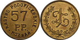 COLLECTION coins Cooperative Military ex. Wojciech Jakubowski
Poznań - 1 zloty Cooperative 57 Regiment infantry 
Rzadka moneta wojskowa. Menniczej ś...