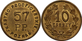 COLLECTION coins Cooperative Military ex. Wojciech Jakubowski
Poznań - 10 groszyCasino Podoficerskie 57 Regiment infantry - RARE 
Bardzo rzadka mone...