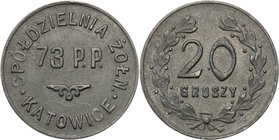 COLLECTION coins Cooperative Military ex. Wojciech Jakubowski
Katowice - 20 groszy Cooperative soldier 73 Regiment infantry 
Bardzo ładnie zachowane...
