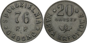 COLLECTION coins Cooperative Military ex. Wojciech Jakubowski
Grodno - 20 groszy, Military Cooperative 76 Regiment infantry 
Pięknie zachowany egzem...