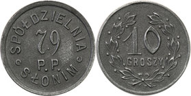 COLLECTION coins Cooperative Military ex. Wojciech Jakubowski
Słonim - 10 groszy Cooperative 79 Regiment infantry - RARE Rx (c.a.) 
Moneta nienotowa...