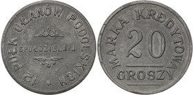 COLLECTION coins Cooperative Military ex. Wojciech Jakubowski
Białokrynica - 20 groszy Cooperative 12 Regiment Ułanów Podolskich - RARE (c.a.) 
Bard...