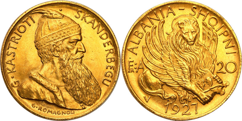 Albania
Albania. Amet Zogu (1925-1939). 20 franga ari 1927 V, G, Kastrioti Skan...
