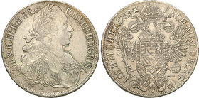 Austria
Austria. Józef II (1765-1790). Talar (Thaler) 1769 I.C-S.K., Vienna 
Delikatny połysk w tle. Dobrze zachowane detale. Patyna.Davenport 1161...